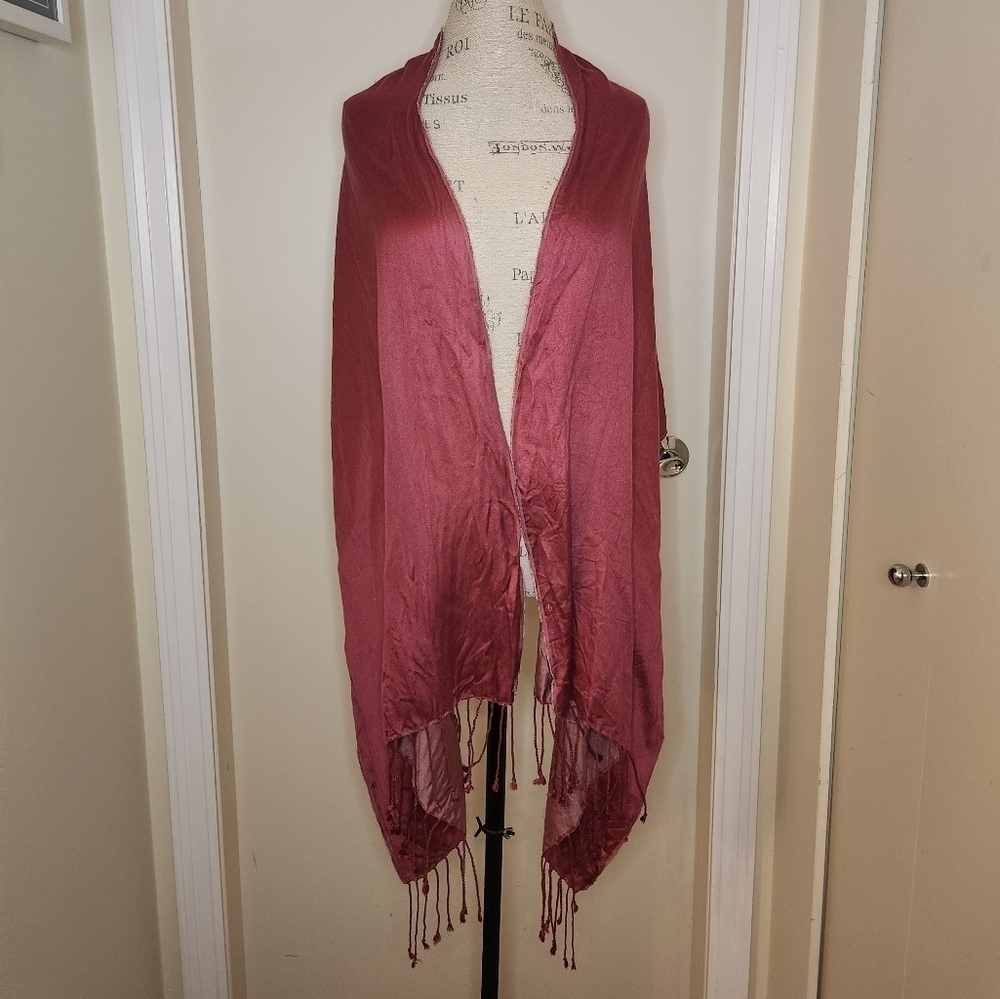 Cashmere Silk Pink Pashmina Shawl Blanket Scarf Vintage 90s